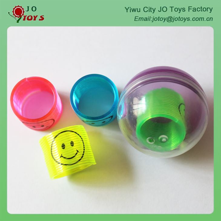 Colorful Tramsparent Plastic Spring Smiley Slinky Capsule Toy 2
